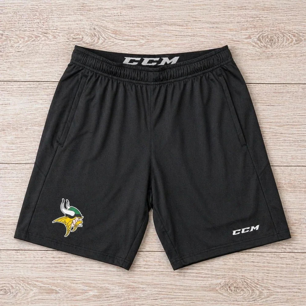 Minnesota Vikings Training Shorts NFL CCM Mens M Black Poly Sporty NWT
